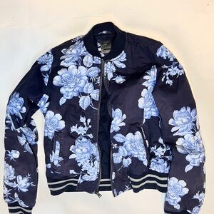 GAP Navy and Light Blue Floral Bomber Jacket